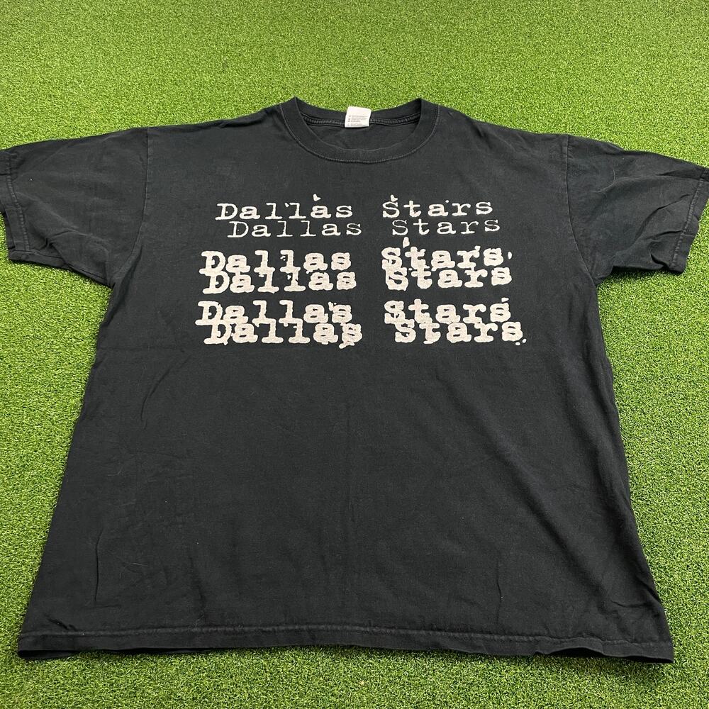 Vintage Anvil Black Dallas Stars NHL Ice Hockey T-Shirt Sz XL
